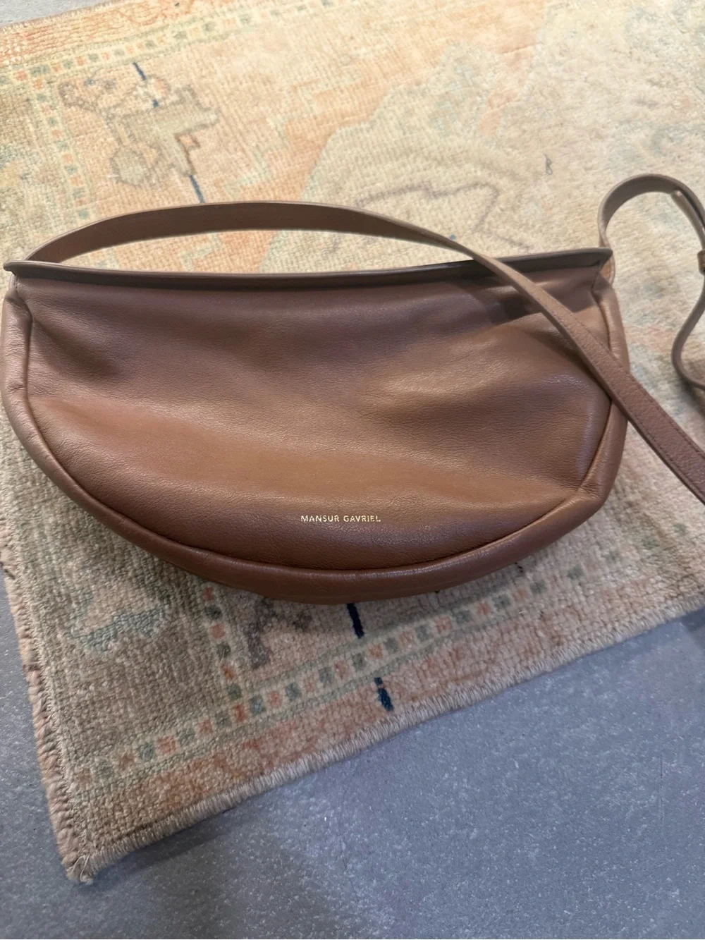 Mansur Gavriel Crescent Moon Sling Bag in Brown